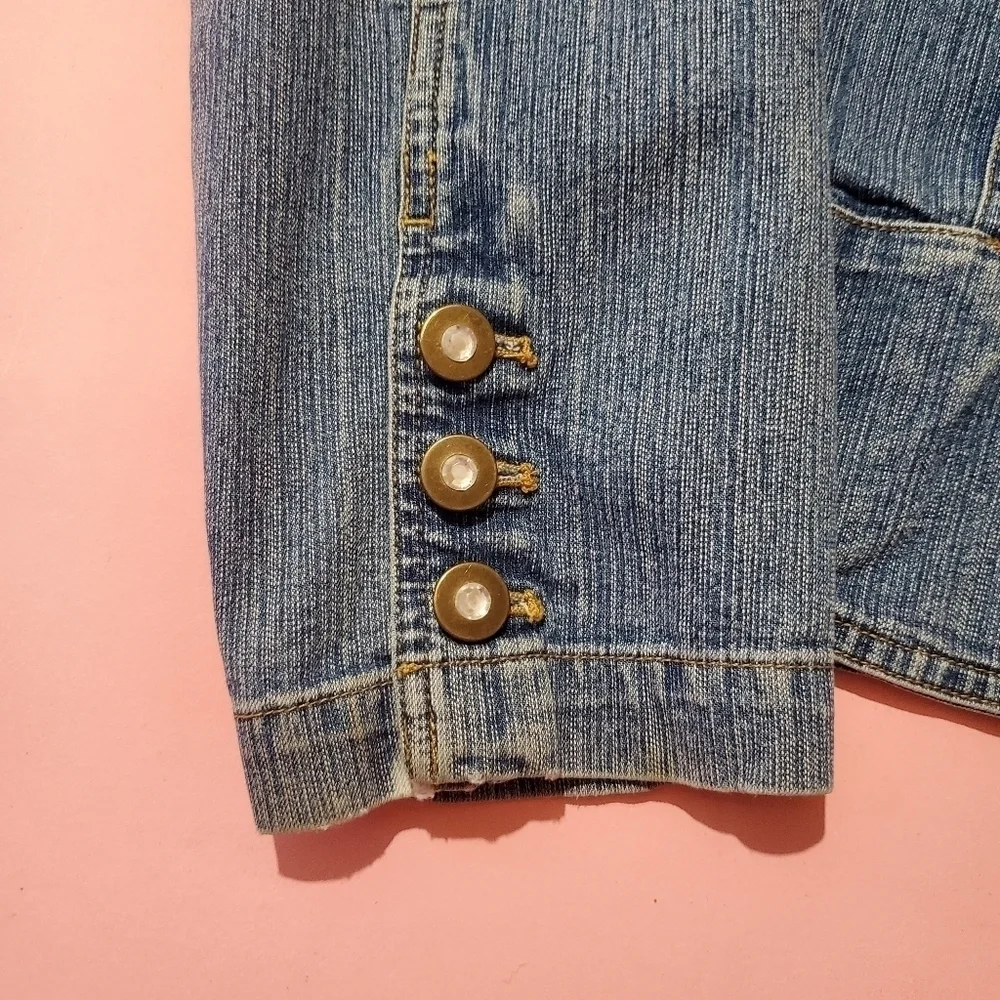 Vintage 2000s Y2k 00s Jean Jacket Rhinestones Bling Erika - Picture 6 of 11